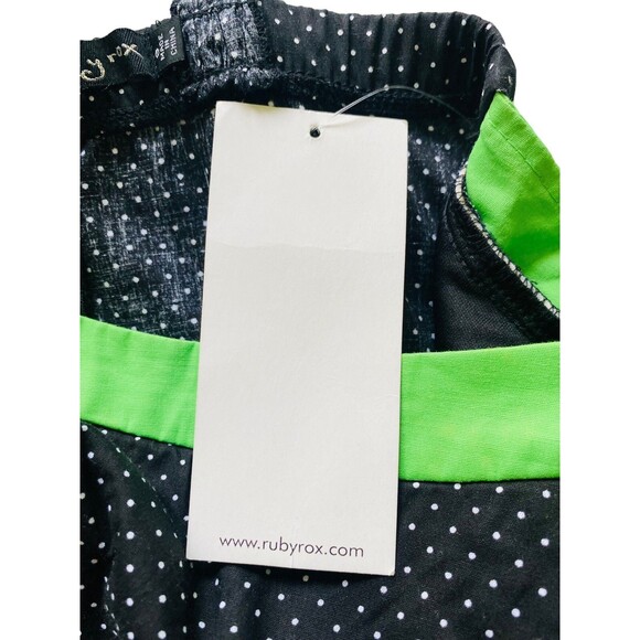 RUBY ROX Dress Black White Polka Dots Neon Green Womens Misses Size 9 NEW NWT - Picture 15 of 15